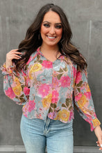 Load image into Gallery viewer, Floral Print Tiered Ruffled Long Sleeve Blouse
