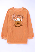 Load image into Gallery viewer, Orange Howdy Pumpkin Halloween Graphic Corded Sweatshirt
