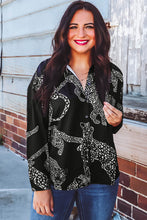 Load image into Gallery viewer, Black Cheetah Print Satin Shirt
