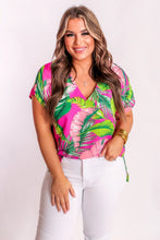 Load image into Gallery viewer, Tropical Leaf Print Plus Size V Neck Blouse
