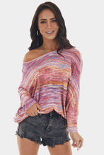 Load image into Gallery viewer, Multicolor Tie-dyed Boat Neck Dolman Sleeve Knit Top
