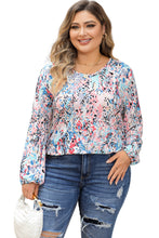 Load image into Gallery viewer, Multicolor Plus Size Floral Print Round Neck Long Sleeve Blouse
