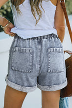 Load image into Gallery viewer, Pocketed Drawstring High Waist Denim Shorts
