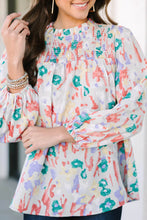 Load image into Gallery viewer, Multicolor Printed Frilled Neck Smocked Loose Blouse
