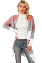 Load image into Gallery viewer, Green Colorblock Stripe Open-Front Cardigan
