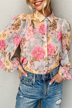 Load image into Gallery viewer, All Floral Puff Sleeve Collared Shirt
