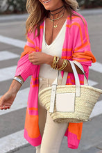 Load image into Gallery viewer, Multicolor Striped Long Sleeve Ribbed Trim Button Cardigan
