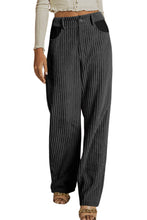 Load image into Gallery viewer, Gray Contrast Patched Pocket Corduroy Wide Leg Pants
