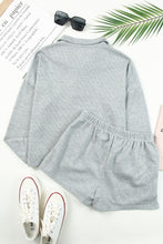 Load image into Gallery viewer, Gray Ribbed Zipper Sweatshirt and High Waist Shorts Set
