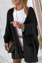 Load image into Gallery viewer, Black Oversized Fold Over Sleeve Sweater Cardigan
