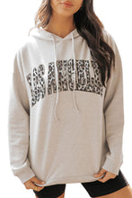 Load image into Gallery viewer, Khaki LOS ANGELES Leopard Letter Graphic Hooded Sweatshirt
