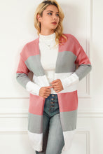 Load image into Gallery viewer, Green Colorblock Stripe Open-Front Cardigan
