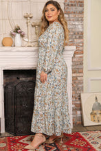 Load image into Gallery viewer, Multicolor Plus Size Floral Puff Sleeve Surplice Ruffled Dress
