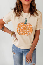 Load image into Gallery viewer, Khaki Sweet Floral Pumpkin Graphic Tee
