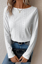 Load image into Gallery viewer, White Floral Lace Splicing Eyelet Long Sleeve Top
