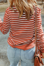 Load image into Gallery viewer, Striped Print Ribbed Trim Long Sleeve Top
