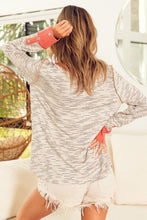 Load image into Gallery viewer, White Irregular Pin Stripe Colorblock Henley Top
