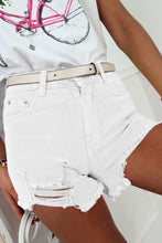 Load image into Gallery viewer, Solid Color Distressed Denim Shorts
