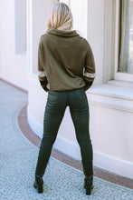 Load image into Gallery viewer, Green Leopard Contrast Splicing Quarter Zip Sweatshirt
