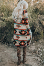 Load image into Gallery viewer, Multicolor Plus Size Geometric Print Open Front Long Cardigan
