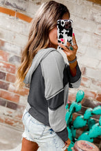 Load image into Gallery viewer, Gray Colorblock Seamed Ribbed Henley Hoodie
