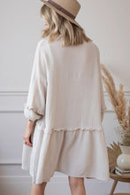 Load image into Gallery viewer, Apricot Frill Trim Half Buttoned Textured Dress
