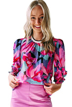 Load image into Gallery viewer, Multicolor Floral Print Ruched Sleeve Puff Sleeve Blouse
