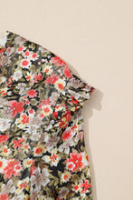 Load image into Gallery viewer, Khaki V Neck Ruffled Babydoll Floral Blouse
