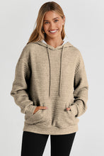 Load image into Gallery viewer, Khaki Quilted Kangaroo Pocket Drawstring Hoodie
