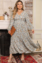 Load image into Gallery viewer, Multicolor Plus Size Floral Puff Sleeve Surplice Ruffled Dress
