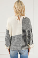 Load image into Gallery viewer, Black Neutral Colorblock Tie Back Sweater
