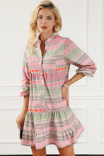 Load image into Gallery viewer, Multicolour Boho Print Puff Sleeve Buttoned Babydoll Dress
