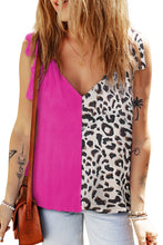Load image into Gallery viewer, Leopard Patchwork Tie Strap Tank Top
