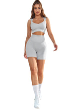 Load image into Gallery viewer, Ribbed Elastic High Waist Seamless Sports Shorts
