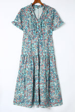 Load image into Gallery viewer, Paisley Print Boho Holiday Ruffle Tiered Maxi Dress
