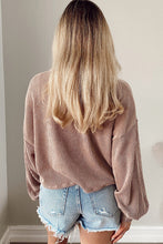 Load image into Gallery viewer, Khaki Cording Drop Shoulder Puff Sleeve Casual Blouse
