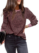 Load image into Gallery viewer, Animal Spotted Print Round Neck Long Sleeve Top
