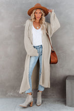 Load image into Gallery viewer, Beige Open Front Side Slit Duster Knit Cardigan
