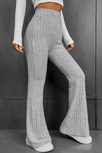 Load image into Gallery viewer, Gray Solid Color High Waist Ribbed Flare Pants
