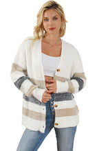 Load image into Gallery viewer, Multicolor Striped Print Fuzzy Cardigan
