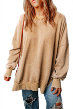 Load image into Gallery viewer, Khaki Drop Shoulder Ribbed Trim Oversized Sweatshirt
