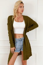 Load image into Gallery viewer, Green Exposed Seam Mixed Knit Drop Shoulder Cardigan
