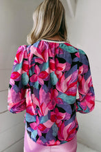 Load image into Gallery viewer, Multicolor Floral Print Ruched Sleeve Puff Sleeve Blouse
