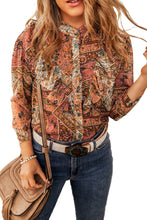 Load image into Gallery viewer, Multicolour Ruffle Trim Boho Printed Shirt
