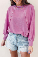 Load image into Gallery viewer, Pink Exposed Seam Round Neck Terry Pullover
