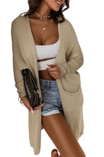 Load image into Gallery viewer, Khaki Pocketed Knit Dolman Sleeve Cardigan
