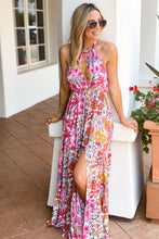 Load image into Gallery viewer, Lace-up Halter Backless High Waist Floral Maxi Dress
