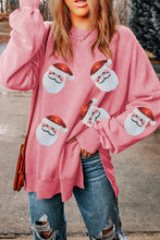 Load image into Gallery viewer, Pink Sequined Santa Clause Graphic Split Sweatshirt
