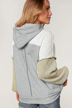 Load image into Gallery viewer, Gray Colorblock Patchwork Pullover Hoodie
