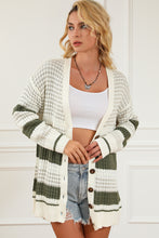 Load image into Gallery viewer, Green Colorblock Textured Knit Buttoned Cardigan
